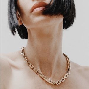 Eddie Borgo Supra Link Chain Gold Statement‎ Necklace 17" Length NWT Retail $425